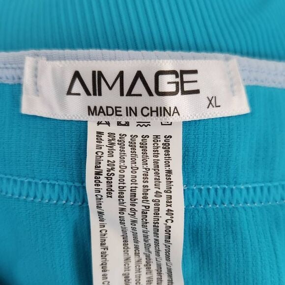 AI'MAGE Blue Bikini with Light Blue Trim and High Waist Bottoms NWT Size XL