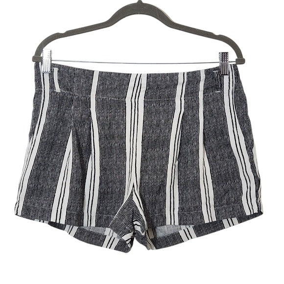 Indigo Rising Striped Black Boho Linen Shorts Sz Large Cotton Linen Blend Shorts