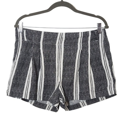 Indigo Rising Striped Black Boho Linen Shorts Sz Large Cotton Linen Blend Shorts
