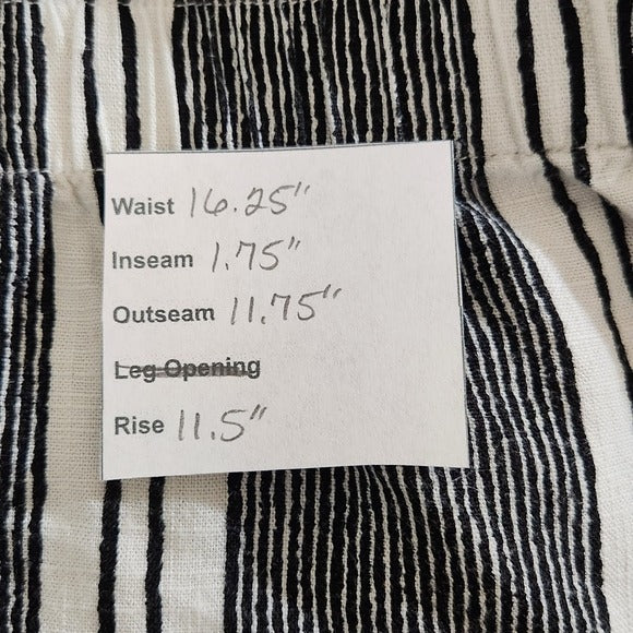 Indigo Rising Striped Black Boho Linen Shorts Sz Large Cotton Linen Blend Shorts