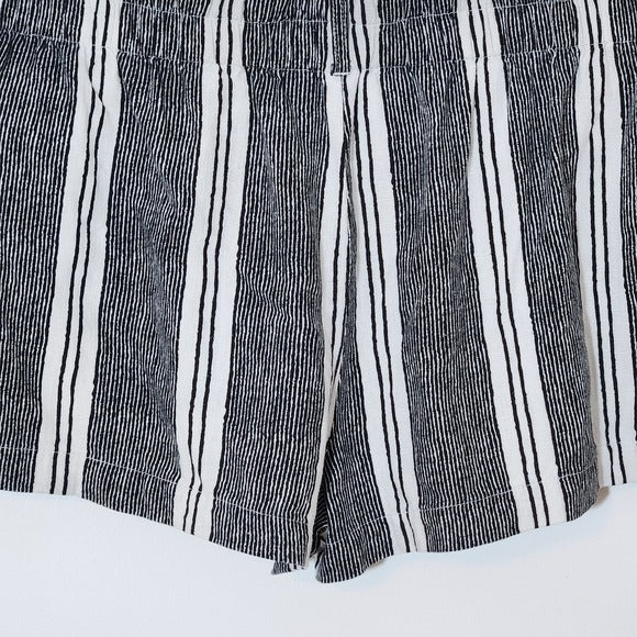 Indigo Rising Striped Black Boho Linen Shorts Sz Large Cotton Linen Blend Shorts