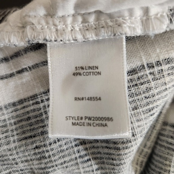 Indigo Rising Striped Black Boho Linen Shorts Sz Large Cotton Linen Blend Shorts