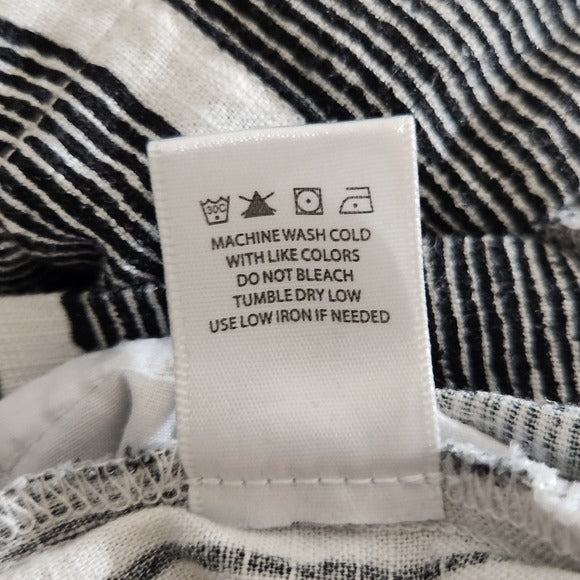 Indigo Rising Striped Black Boho Linen Shorts Sz Large Cotton Linen Blend Shorts