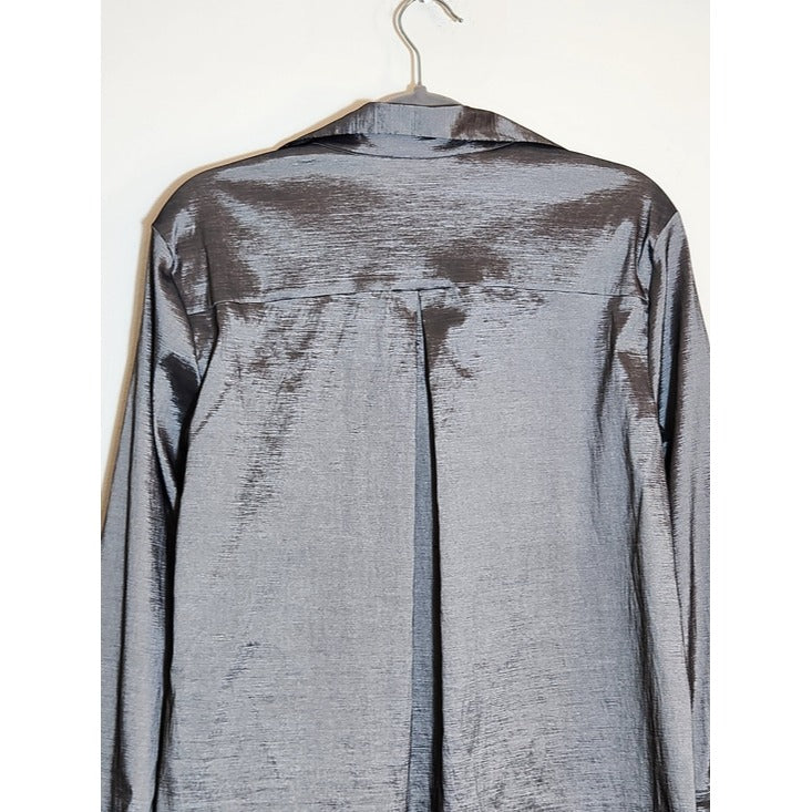 Preston & York Pewter Metallic Tunic with Faux Pearl Accent Size Medium