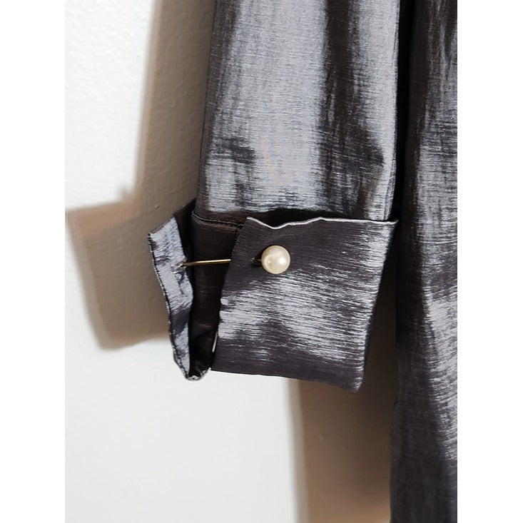 Preston & York Pewter Metallic Tunic with Faux Pearl Accent Size Medium