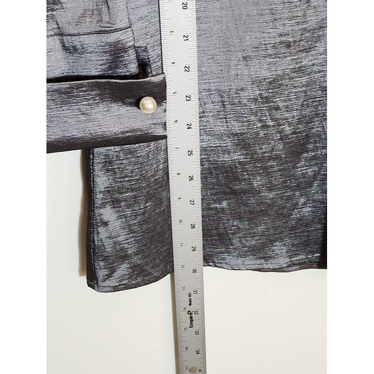 Preston & York Pewter Metallic Tunic with Faux Pearl Accent Size Medium