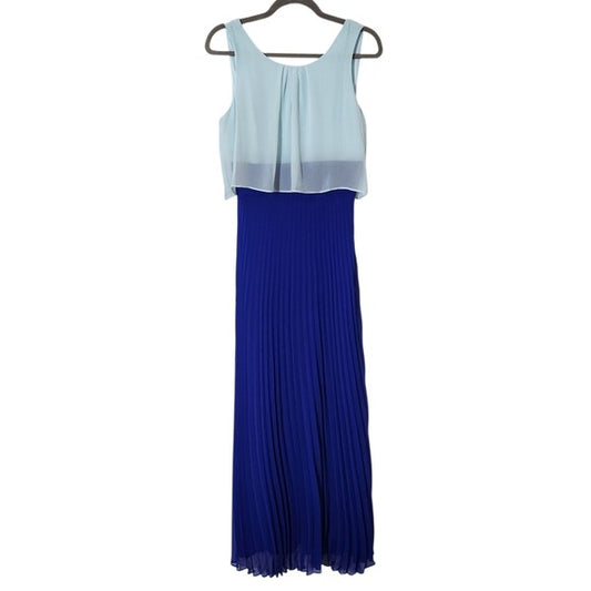 Sangria Sleeveless Blue Maxi Dress with Pleated Skirt Size 6 NWT