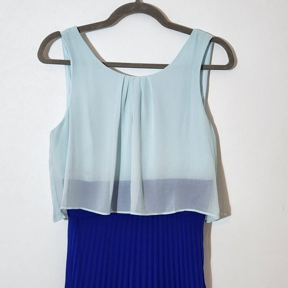 Sangria Sleeveless Blue Maxi Dress with Pleated Skirt Size 6 NWT