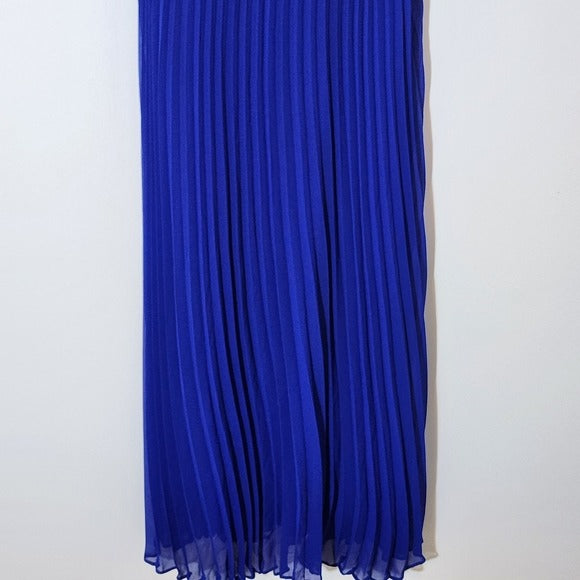Sangria Sleeveless Blue Maxi Dress with Pleated Skirt Size 6 NWT