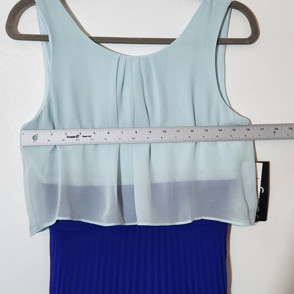 Sangria Sleeveless Blue Maxi Dress with Pleated Skirt Size 6 NWT