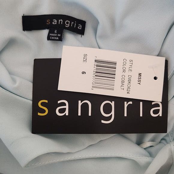 Sangria Sleeveless Blue Maxi Dress with Pleated Skirt Size 6 NWT