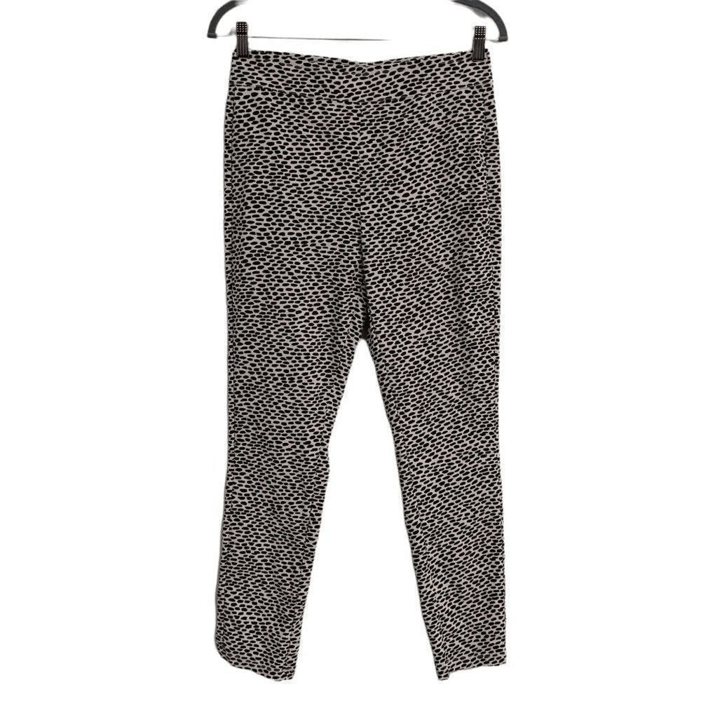 Who What Wear Black Print Stretch Pants Size 8 Black and Cream Ankle Pants