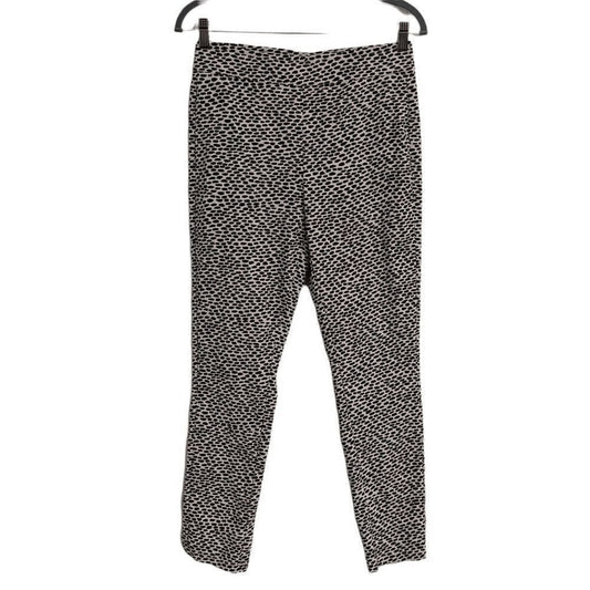 Who What Wear Black Print Stretch Pants Size 8 Black and Cream Ankle Pants
