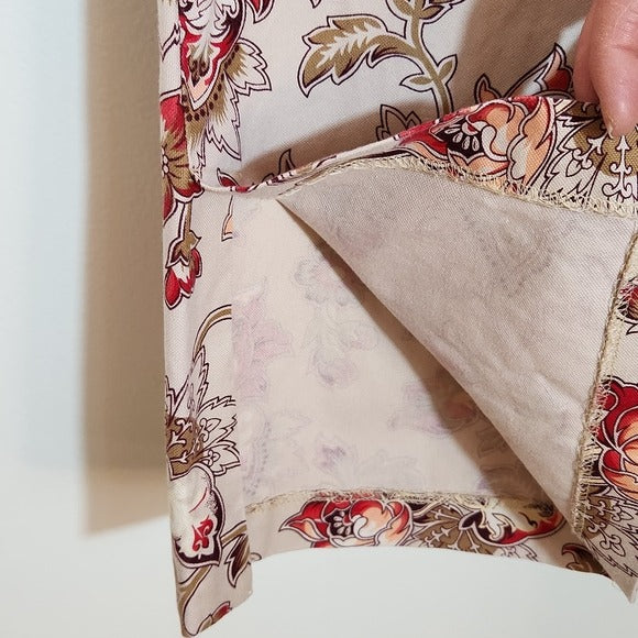 LOFT Tan and Pink Floral Print Pants Size 10 Petite