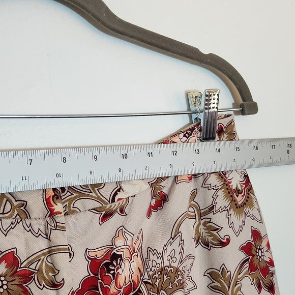 LOFT Tan and Pink Floral Print Pants Size 10 Petite