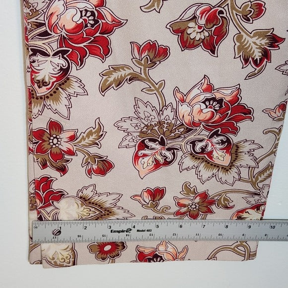 LOFT Tan and Pink Floral Print Pants Size 10 Petite