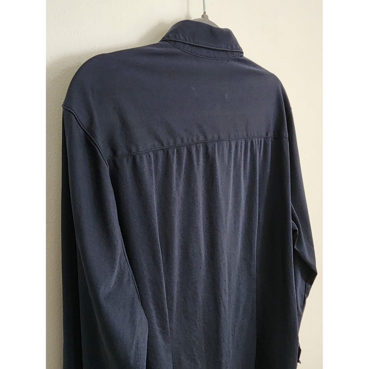 Primark Mens Dark Navy Knit Long Sleeve Button Down Shirt Size XL