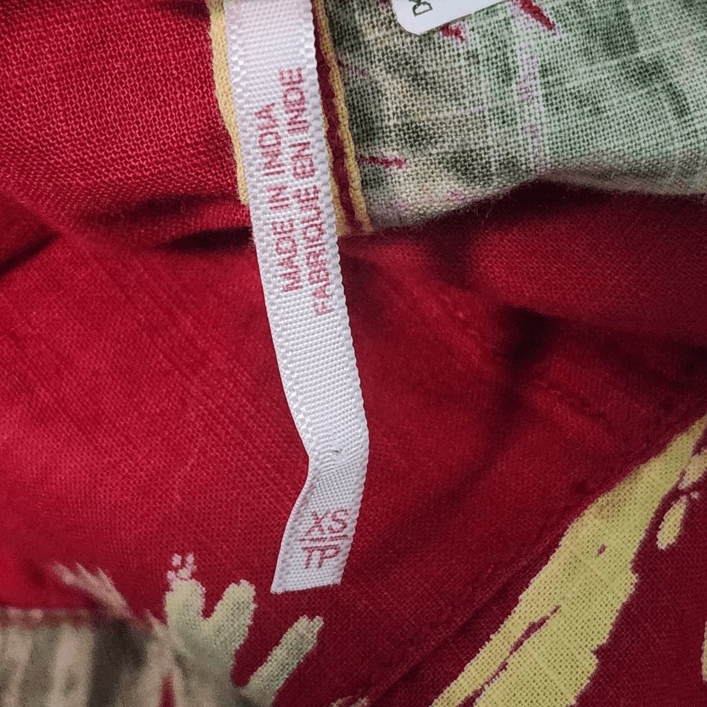 Free People Burgundy Tropical Print Short Romper Size XS Red and Gold Romper