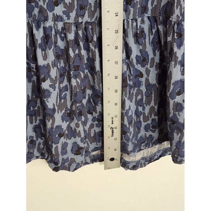 Knox Rose Blue Abstract Leopard Print Tiered Mini Dress Size Large
