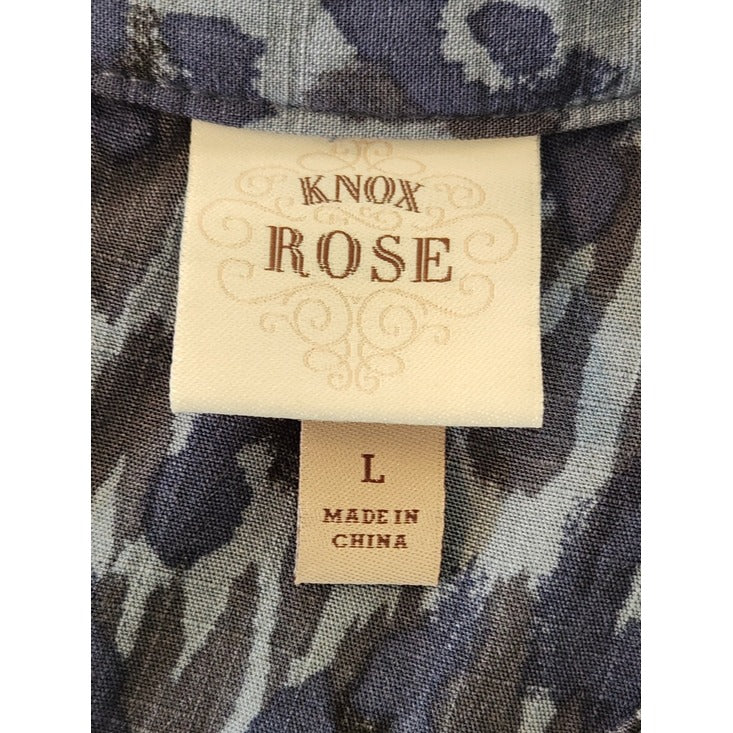 Knox Rose Blue Abstract Leopard Print Tiered Mini Dress Size Large