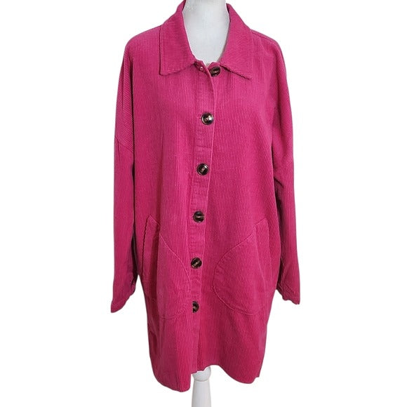 Umgee Hot Pink Oversized Long Shacket Size Medium New