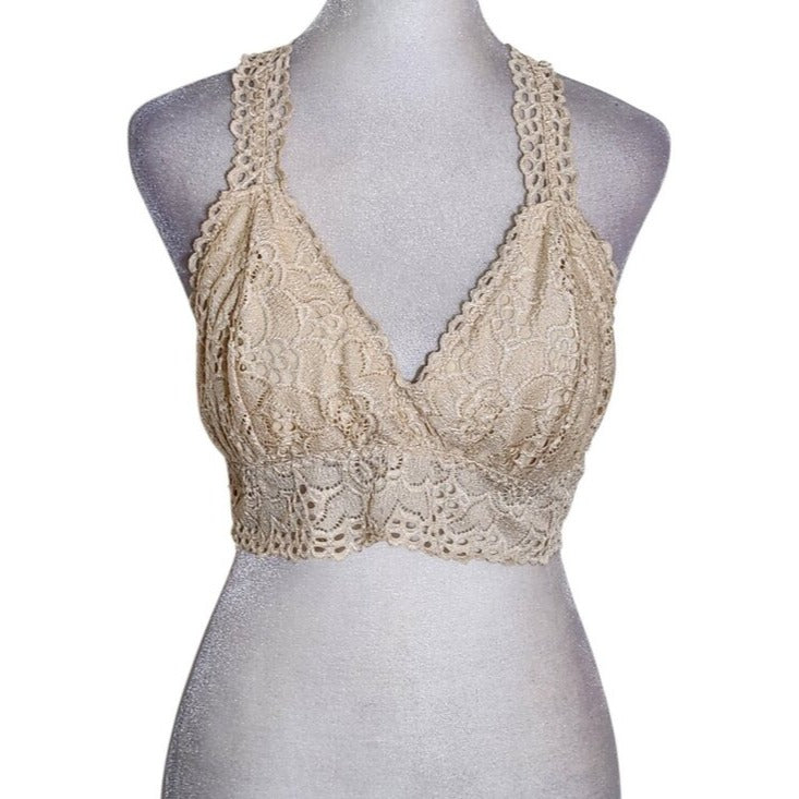 Listicle Womens Cream Lace Bralette Size Large