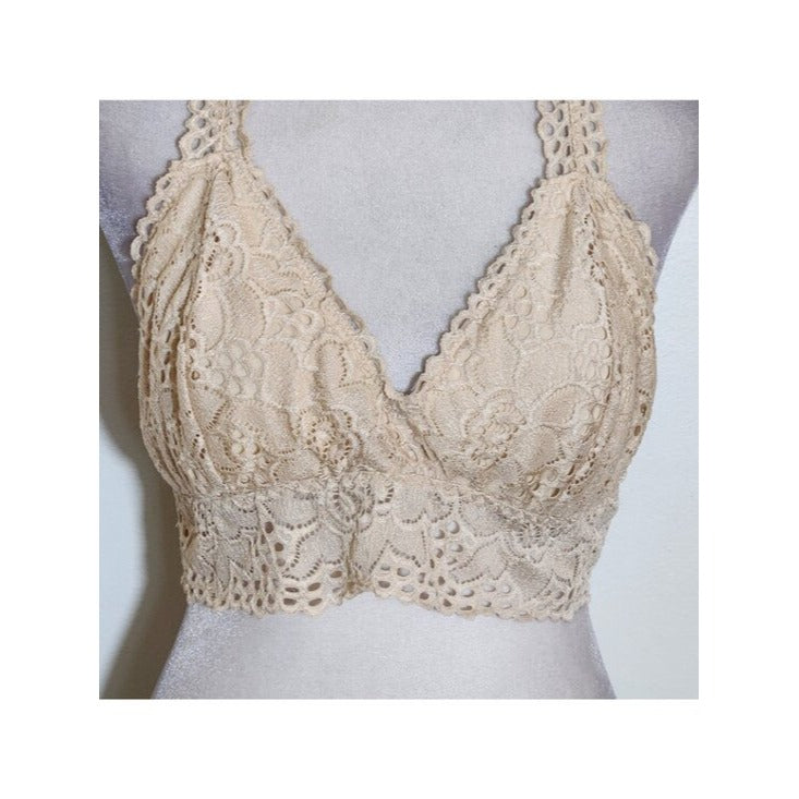 Listicle Womens Cream Lace Bralette Size Large