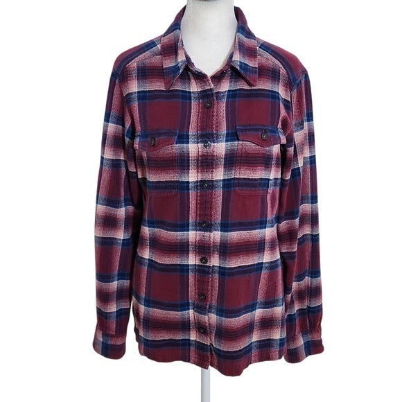 Patagonia Burgundy and Navy Plaid Flannel Shirt Size 6 Patagonia Women's Flannel