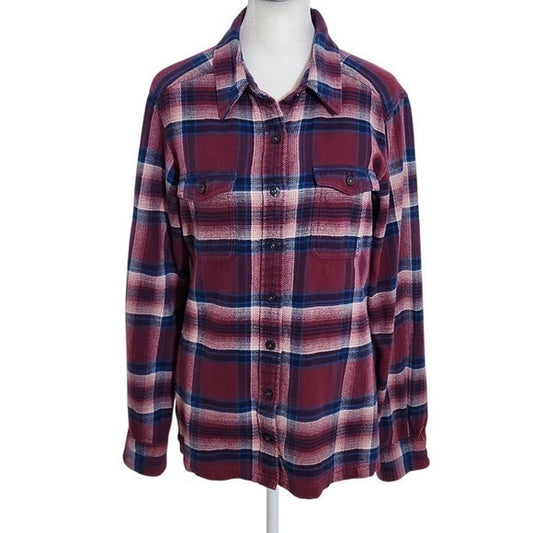 Patagonia Burgundy and Navy Plaid Flannel Shirt Size 6 Patagonia Women's Flannel