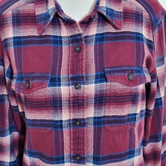Patagonia Burgundy and Navy Plaid Flannel Shirt Size 6 Patagonia Women's Flannel