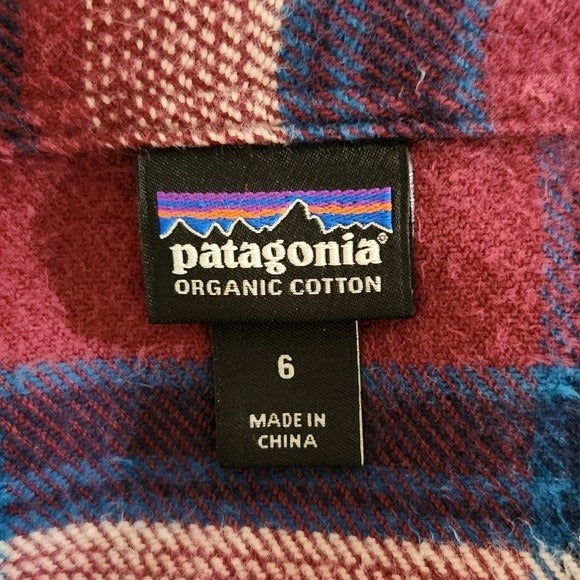 Patagonia Burgundy and Navy Plaid Flannel Shirt Size 6 Patagonia Women's Flannel