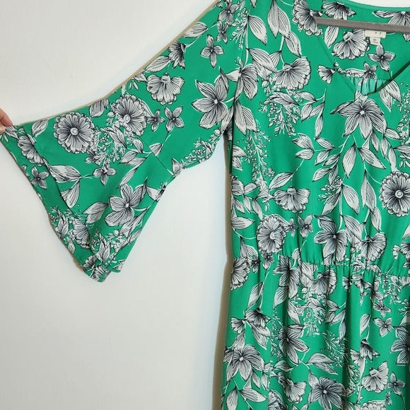 A New Day Green Floral Print Mini Dress Size XL Wedding Guest Dress