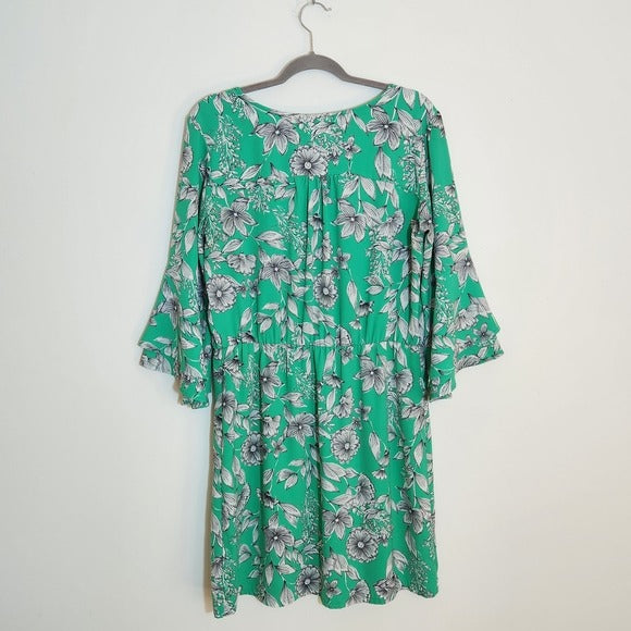 A New Day Green Floral Print Mini Dress Size XL Wedding Guest Dress