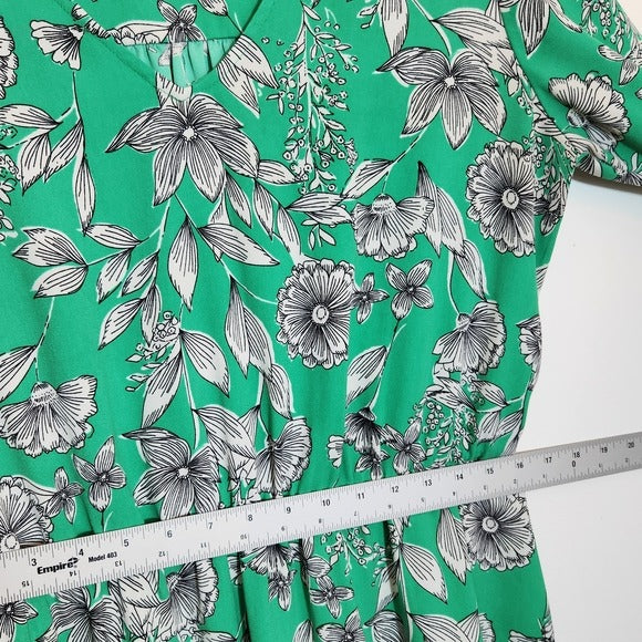 A New Day Green Floral Print Mini Dress Size XL Wedding Guest Dress