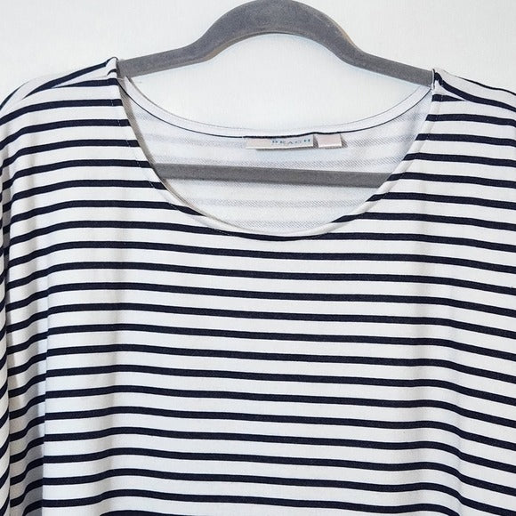 Belle Beach Striped Navy and White T-Shirt Size 2X Plus Size Navy Striped Top