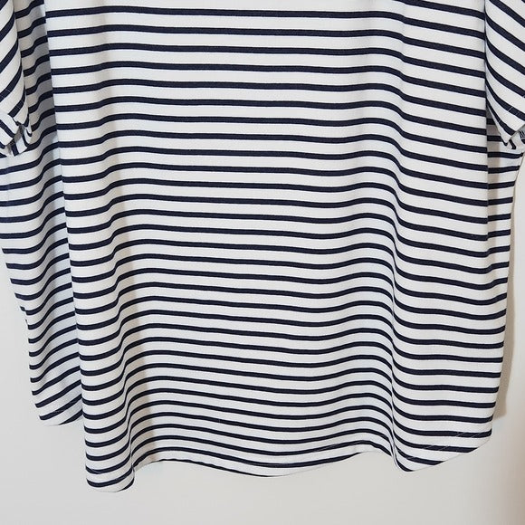 Belle Beach Striped Navy and White T-Shirt Size 2X Plus Size Navy Striped Top