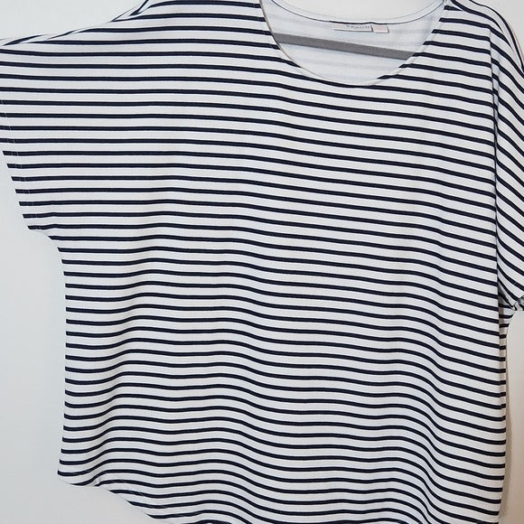 Belle Beach Striped Navy and White T-Shirt Size 2X Plus Size Navy Striped Top