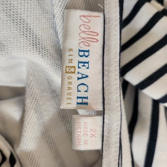 Belle Beach Striped Navy and White T-Shirt Size 2X Plus Size Navy Striped Top