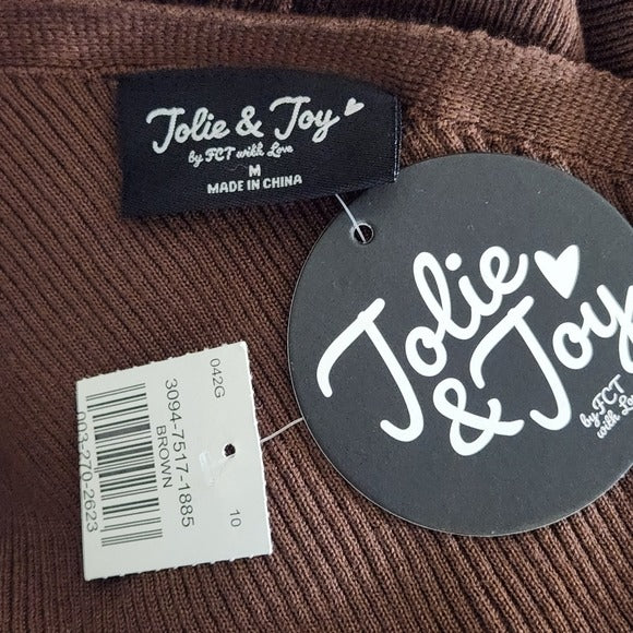 Jolie & Joy Brown Ribbed Knit Bodycon One-Shoulder Midi Dress NWT Size Medium