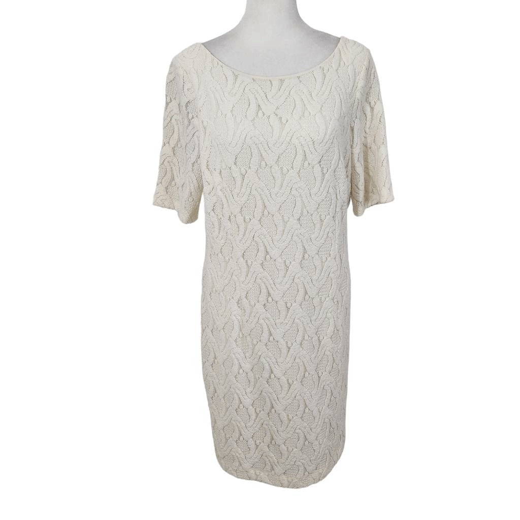 Ann Taylor Cream Embroidered Lace Dress NWT Size 10 Petite Cream Cocktail Dress