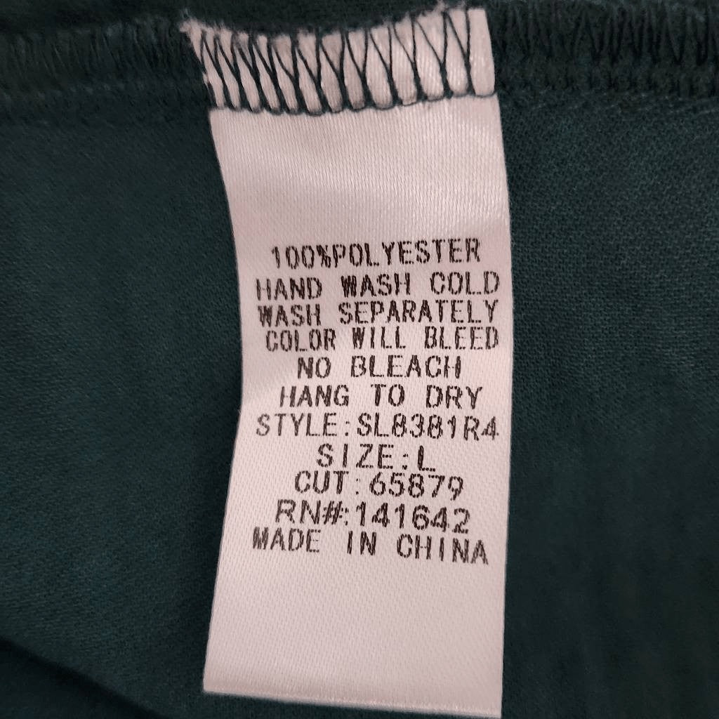 She + Sky Green High Low Draped Blouse Size Large Emerald Green Button-Up Top