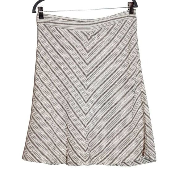For Cynthia Taupe and Cream Linen Chevron Stripe Skirt NWOT Size Large