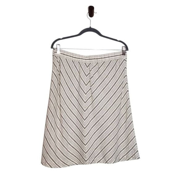 For Cynthia Taupe and Cream Linen Chevron Stripe Skirt NWOT Size Large