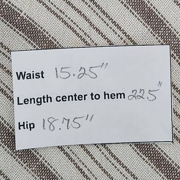 For Cynthia Taupe and Cream Linen Chevron Stripe Skirt NWOT Size Large