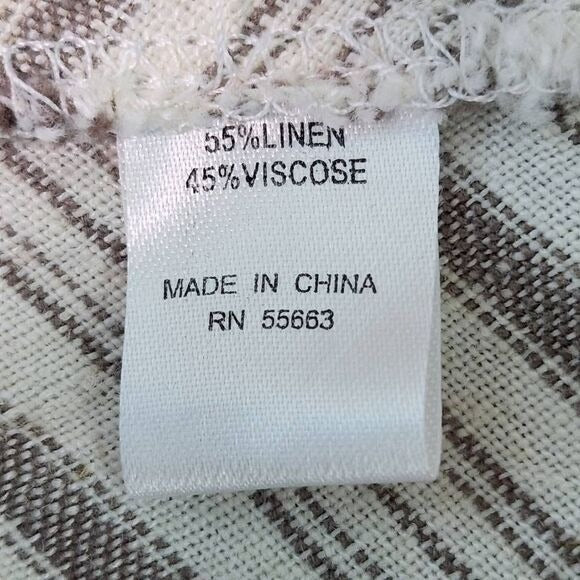 For Cynthia Taupe and Cream Linen Chevron Stripe Skirt NWOT Size Large