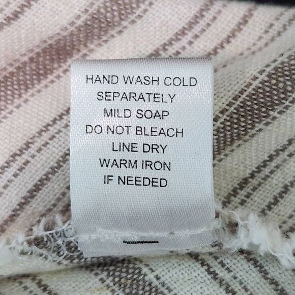 For Cynthia Taupe and Cream Linen Chevron Stripe Skirt NWOT Size Large