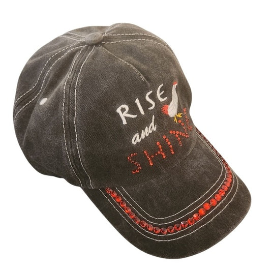 Rise and Shine Rooster Mineral Washed Black Baseball Hat