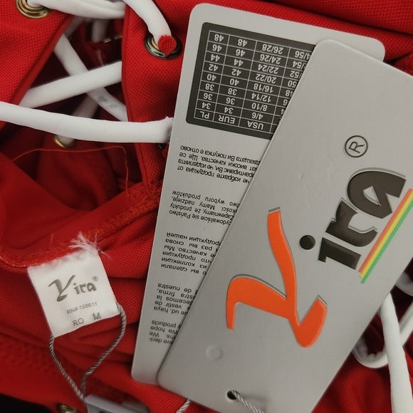 Yira Red Lace-Up One-Piece Swimsuit Size Medium, New