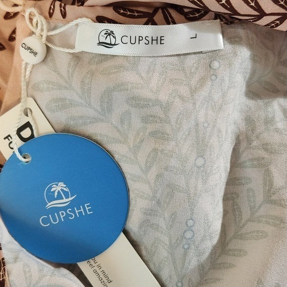 Cupshe Brown Wrap-Style Romper NWT Size Large Cupshe Leaf Print Romper