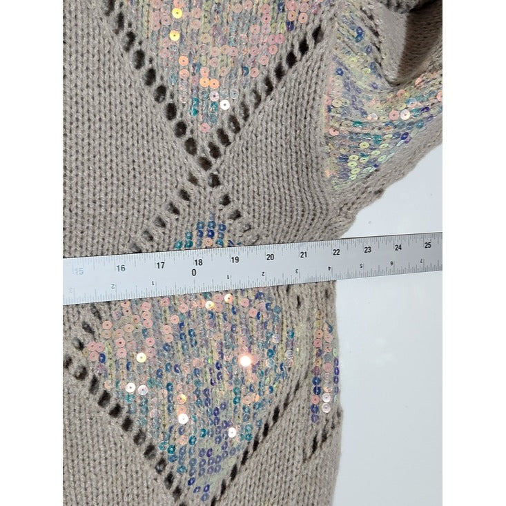 Cato Khaki Argyle Sequin Cardigan Sweater Size 14/16W